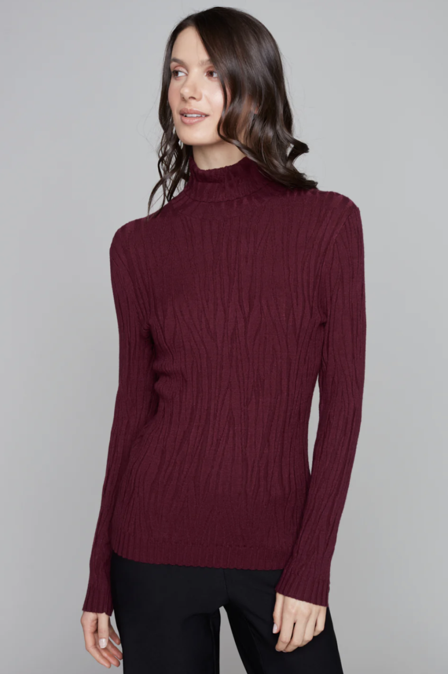 Jacquard Stretch Turtleneck